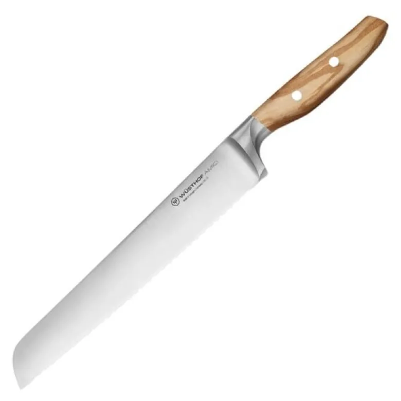 Amici brødkniv 23 cm dobbelttannet oliventre