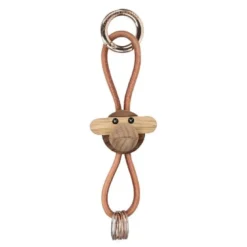 Ape nøkkelring 3 cm gull/natur/teak/limba