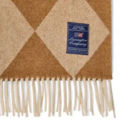 Argyle pledd ull 130x170 cm fudge/hvit