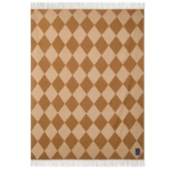 Argyle pledd ull 130x170 cm fudge/hvit