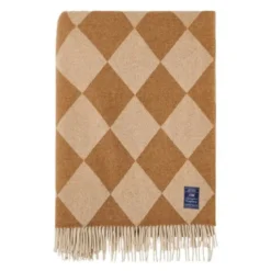 Argyle pledd ull 130x170 cm fudge/hvit