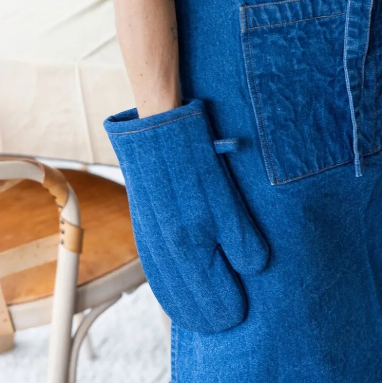Aron denim grillvott blå