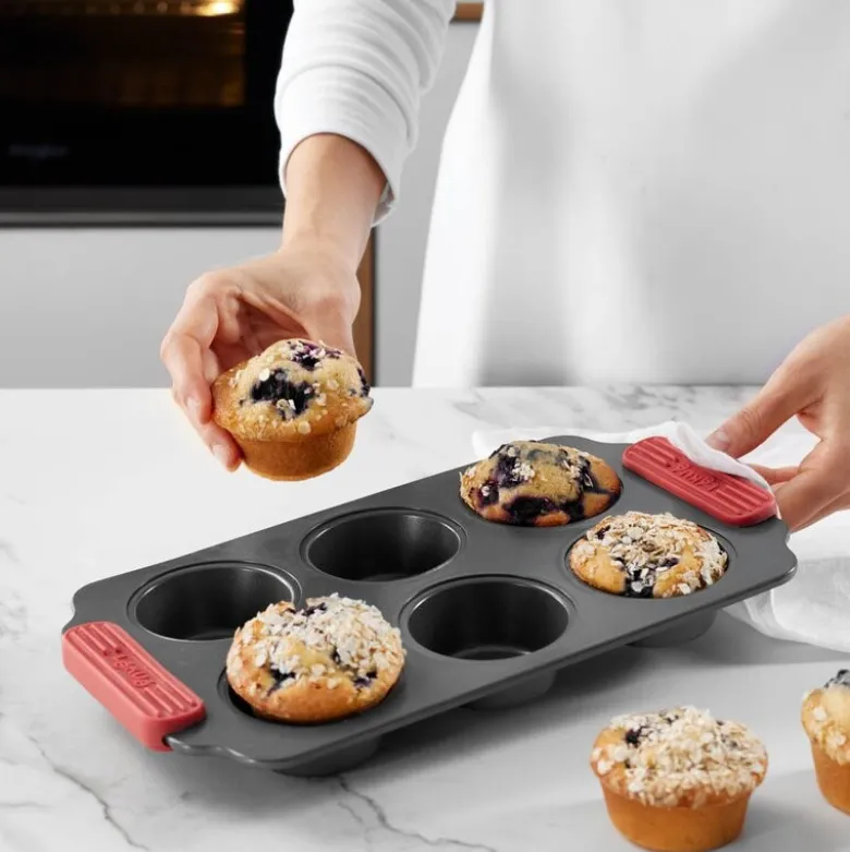Bakeform for muffins 6 hull 36x18 cm keramisk non-stick