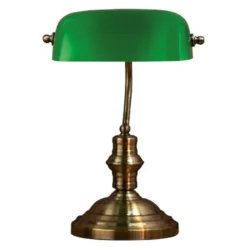 Bankers bordlampe 42 cm antikk/grønn