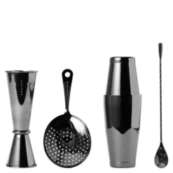 Bar cocktailsett 4 deler gun metal black