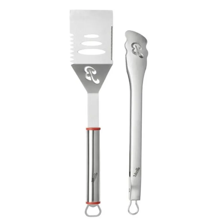 BBQ sett med stekespade og tang i rustfritt stål 44 cm