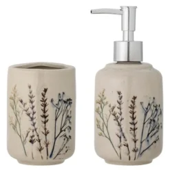 Bea såpedispenser + holder 8 cm natur