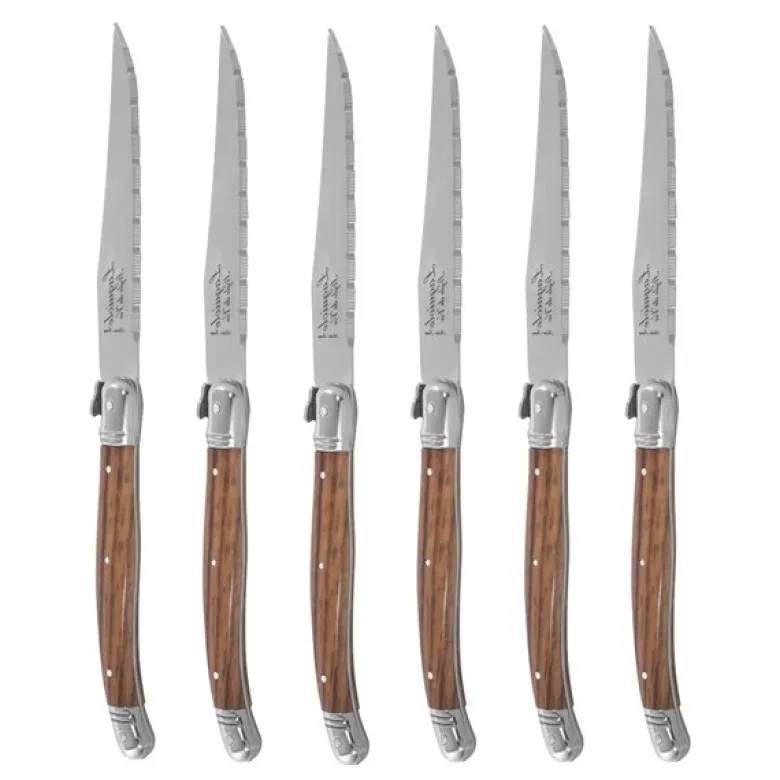 Biffkniver 23 cm 6 stk wood