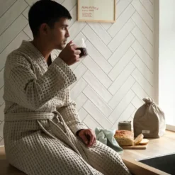 Big Waffle badekåpe M/L stone