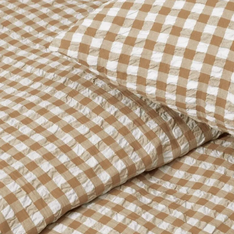Bæk&Bølge krepp sengesett 220x220 cm karamell/offwhite