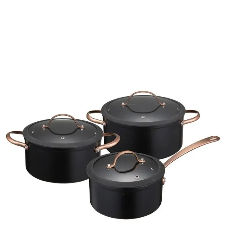 Black Copper grytesett 3 deler 1,5/3/4,5L keramisk svart/kobber