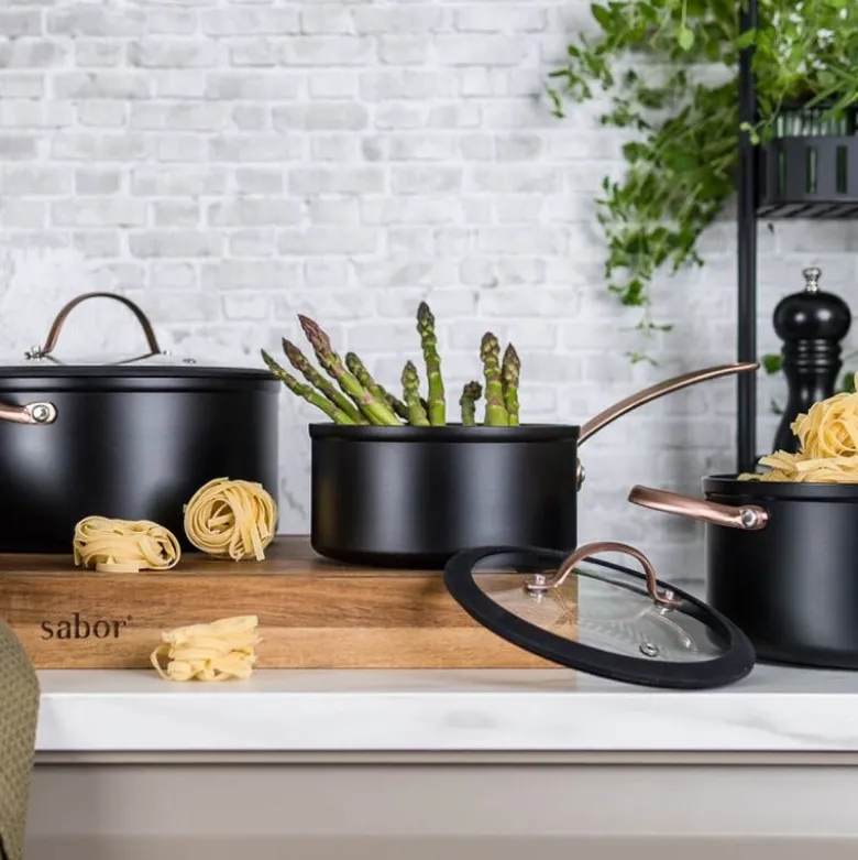 Black Copper grytesett 3 deler 1,5/3/4,5L keramisk svart/kobber