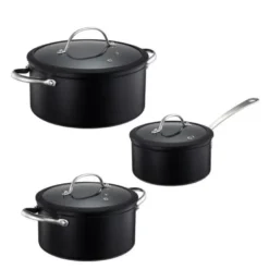 Black Elegant keramisk grytesett 3 deler svart
