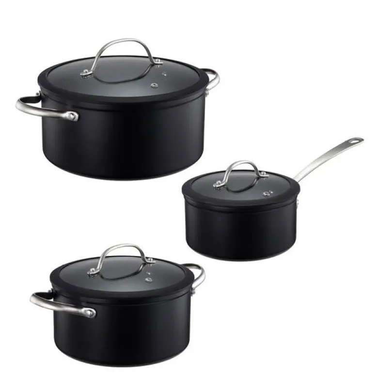 Black Elegant keramisk grytesett 3 deler svart
