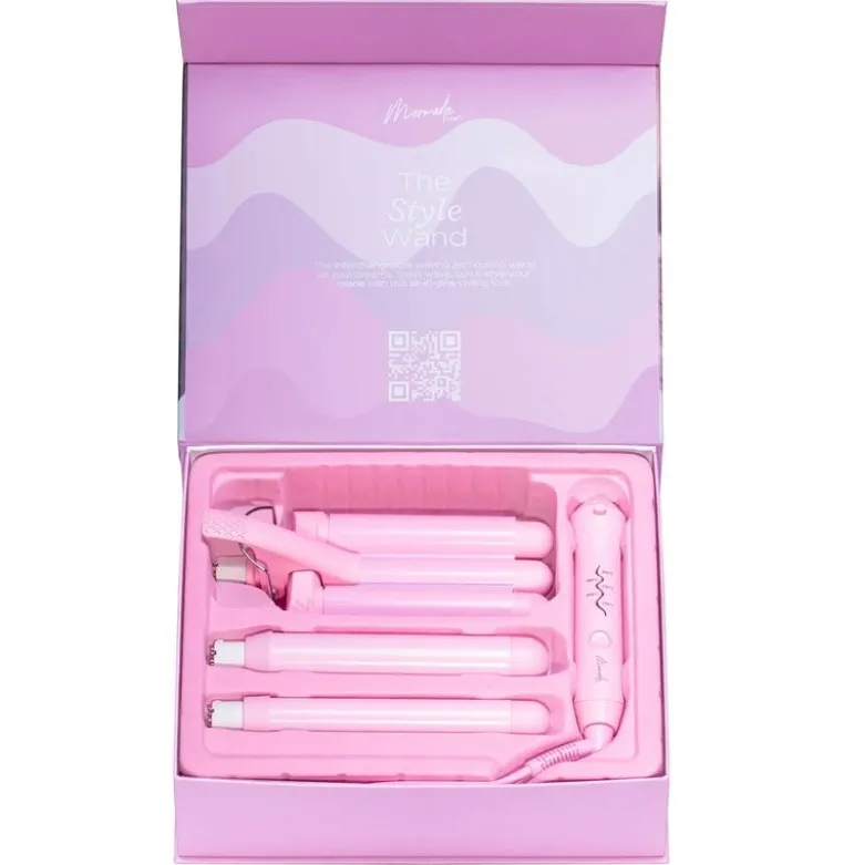 Bølgetangsett style wand 6 deler rosa