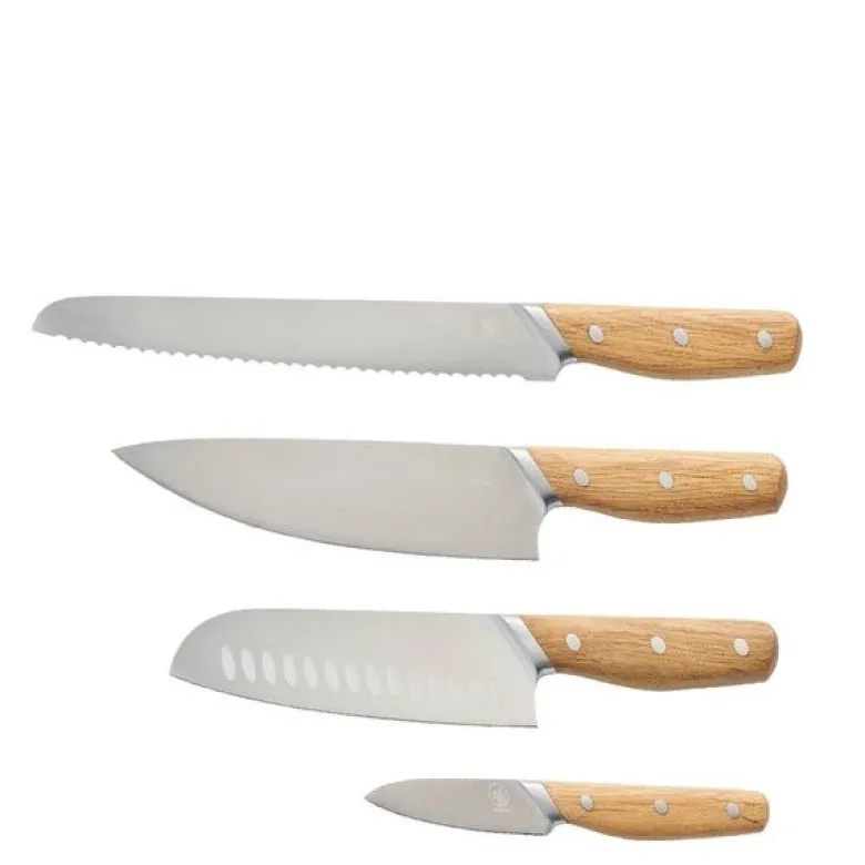 Bosco knivsett 4 deler stål/eik