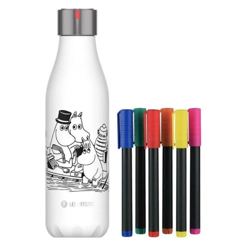 Bottle Up Mummi termoflaske m/tusjer 0,5L hvit