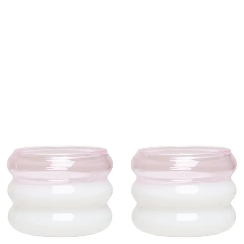 Bubble. telysholder 2 stk 5,6 cm milky white/pink