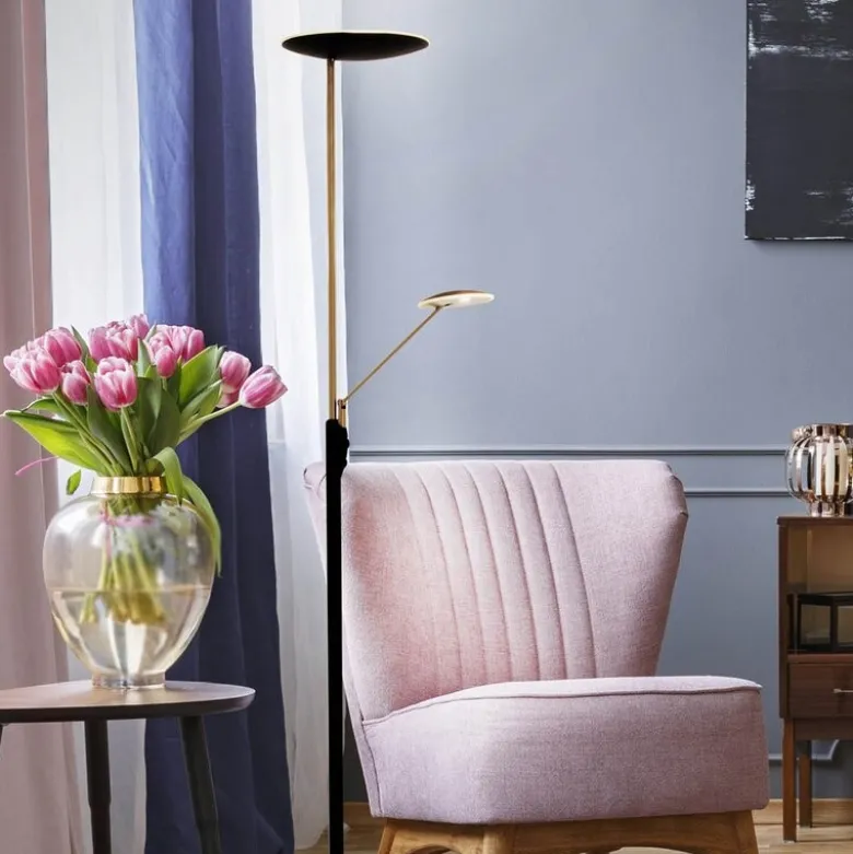 Cadiz uplight gulvlampe 186 cm svart/matt messing