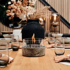 Café bordlykt 18 13 cm earth stone