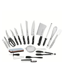 Century kniv- og redskapssett 20 deler svart