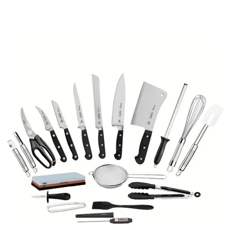Century kniv- og redskapssett 20 deler svart