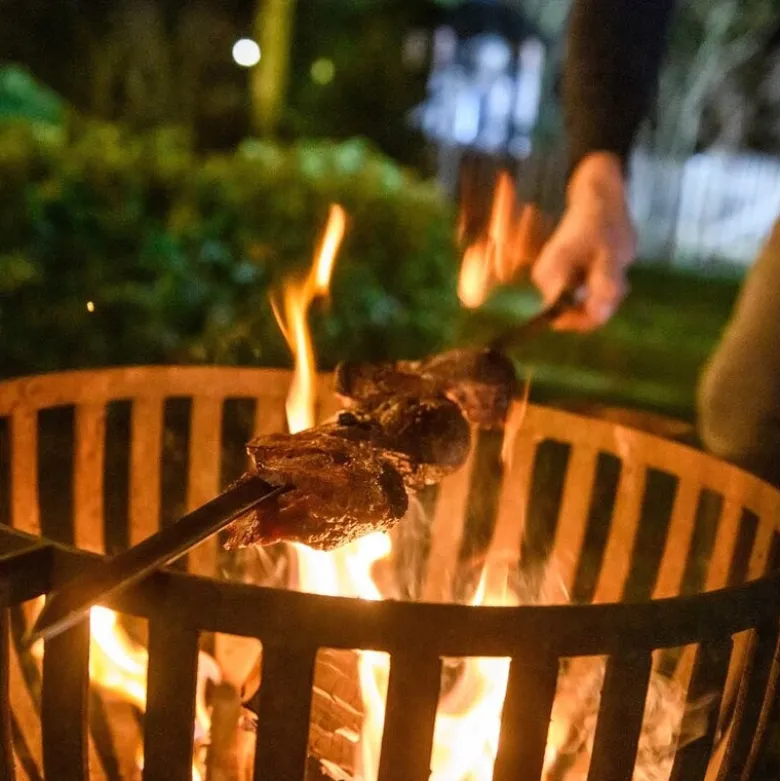 Churrasco grillspyd V-form 60 cm stål/oliventre