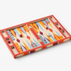 Classic lakkert backgammon rød/multi