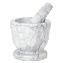 Classic morter i marmor 11,5 cm natur/hvit