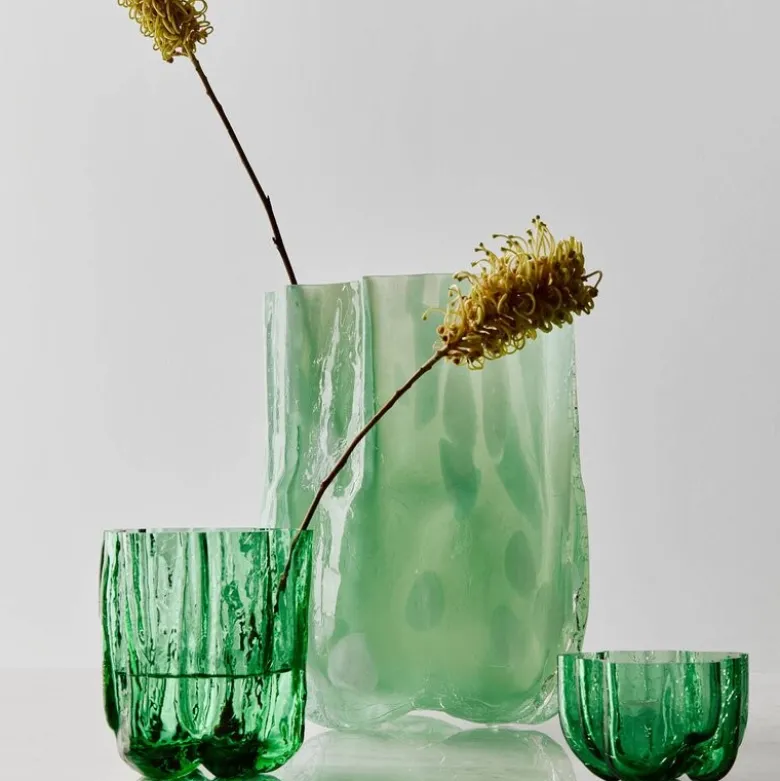 Crackle lyslykt 5,8 cm mørk grønn