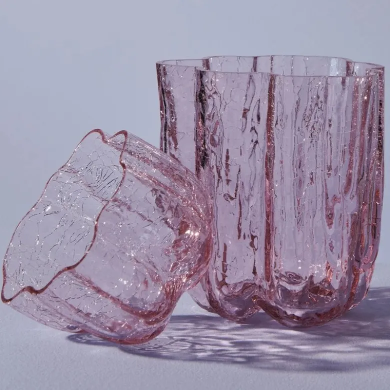 Crackle lyslykt 5,8 cm rosa