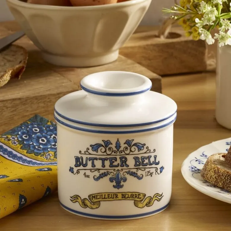 Crock Art Nouveau smørklokke blå