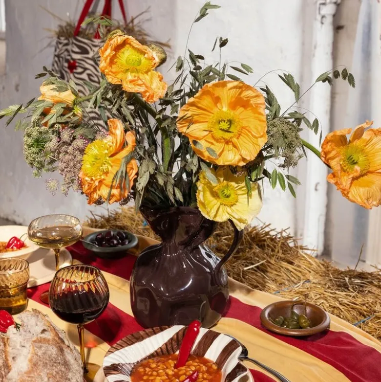 Crumple vase 26 cm brun