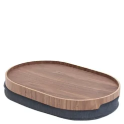 Curveline knebrett anti-slip 39x26 cm valnøtt/grå