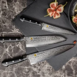 Damask santokukniv 18 cm svart
