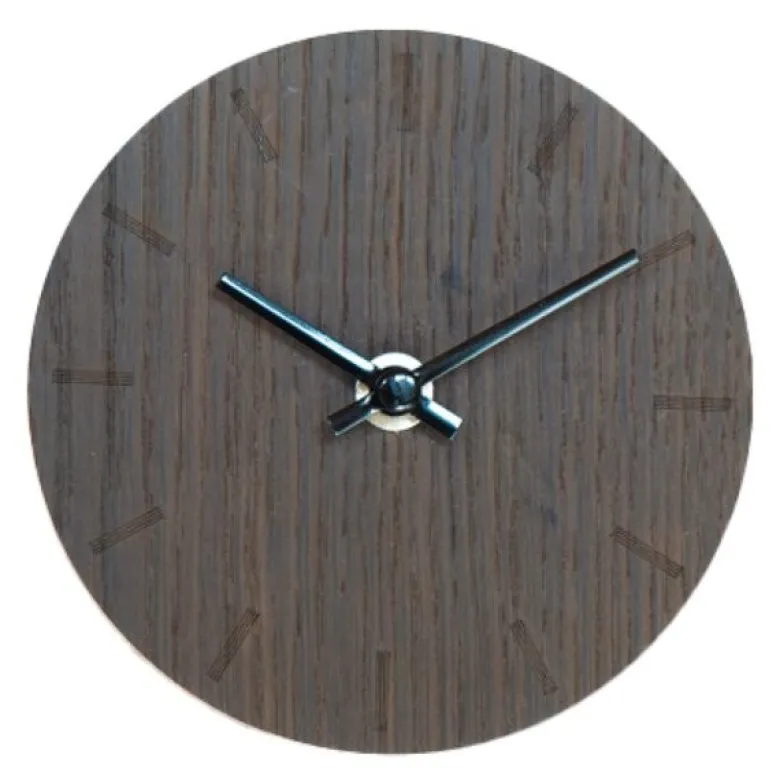 Dark Oak klokke 12 cm mørk eik m/svart viser