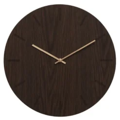 Dark Oak veggklokke 38 cm mørk eik m/kopper viser