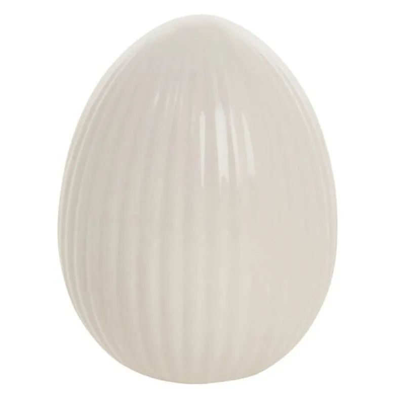 Delinne dekorasjon egg 7,7 cm offwhite
