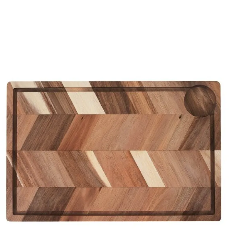 Design skjærebrett m/saftrille 40x26x3 cm akasie