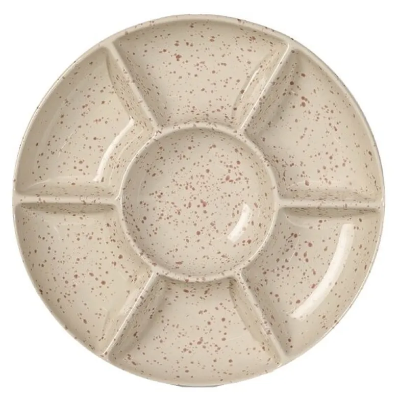 Ditte serveringsfat 26x26x3,5 cm beige/burgunder