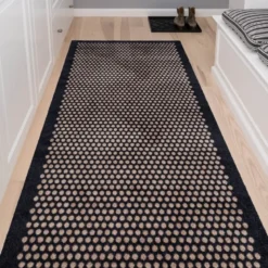 Dot gulvmatte 200x90 cm svart/sand