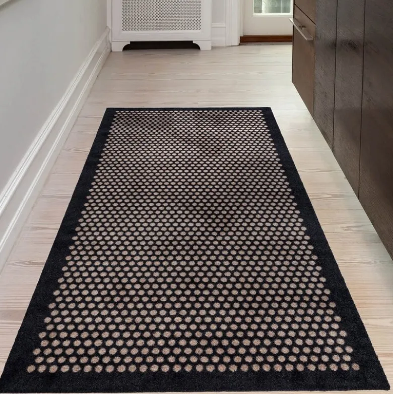 Dot gulvmatte 200x90 cm svart/sand