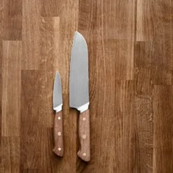 Douron knivsett 4 deler damaskusstål/eik
