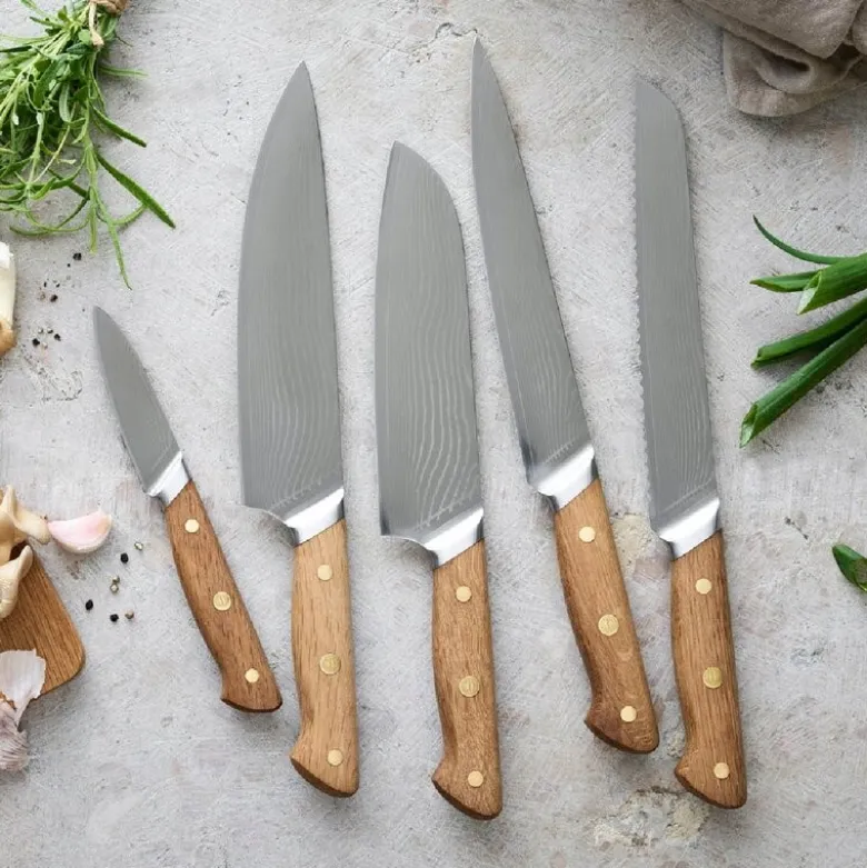 Douron urtekniv 21 cm damaskusstål/eik