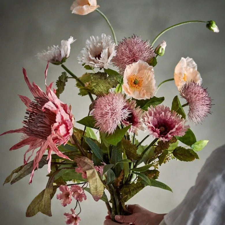 Dust bukett kunstige blomster 109 cm rosa