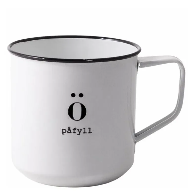 Emalje kopp Påfyll 35 cl hvit