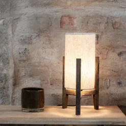Eruca bordlampe 34 cm brunbeiset/beige tekstil