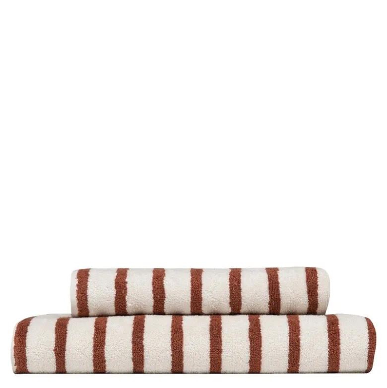 Everyday stripe håndkle 50x90 cm terracotta