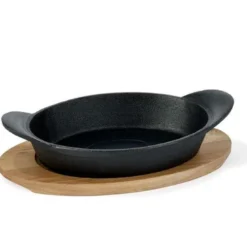 Fat/tallerken støpejern stor 4x15x21 cm svart/lønnetre
