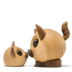 Felix katt trefigur 9 cm ask/valnøtt